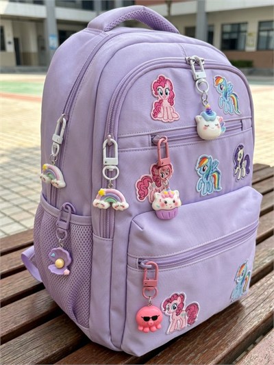 Mor Pony 6Lı Çanta Fermuar Süsü