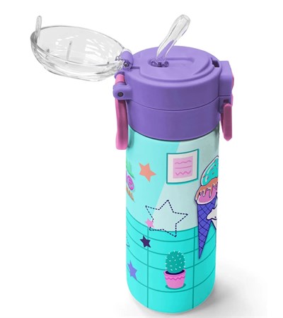 Coral High Kedi Desenli Pipetli ve Direk İçimli 500 ml Suluk