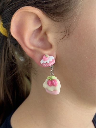 Cupcake Klipsli Küpe