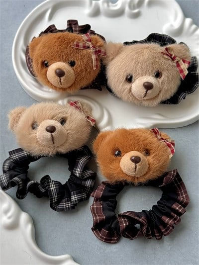 Ekose Desenli Peluş Teddy Kalın Lastik
