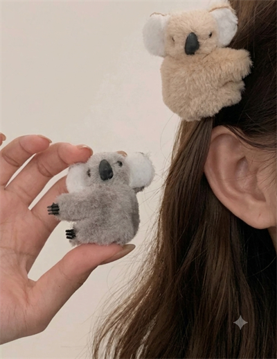 Koala Figürlü Tüylü Mandal Toka