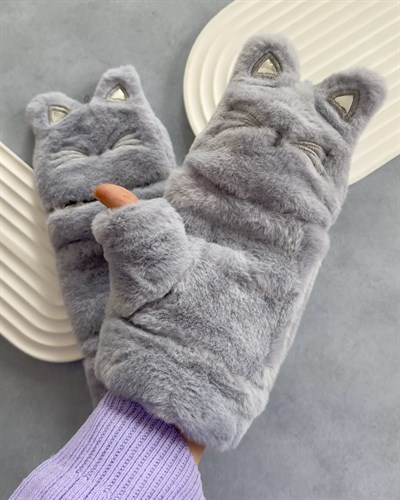 Katlanabilir Peluş Kedi Eldiven