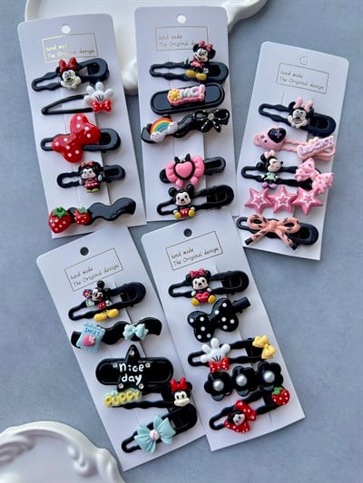 Minnie Mickey Figürlü 5li Klips Set