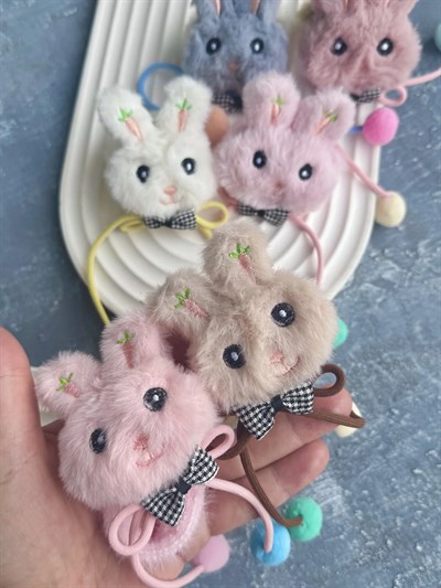 Papyonlu Peluş Tavşan Kalın Lastik