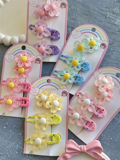 Puantiyeli Papatya Klips & Lastik Set