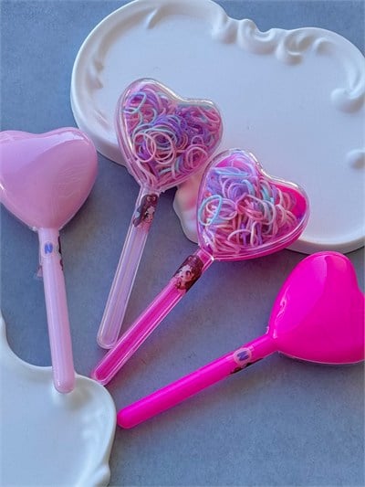 Mor-Pembe Tonlar Kalp Detaylı Paket Lastik