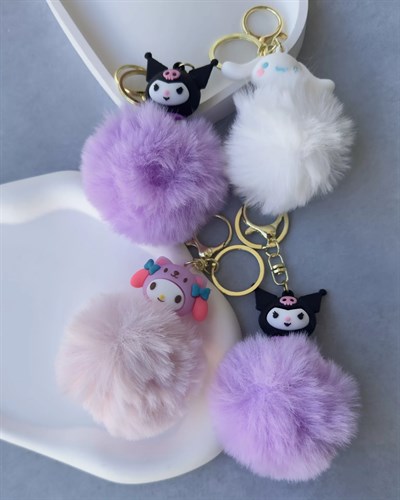Ponponlu Kuromi Anahtarlık&Çanta Aksesuarı