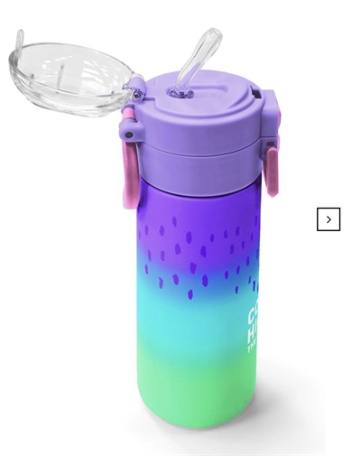 Coral High  Mor Lila Renk Geçişli Pipetli ve Direkt İçim Çelik Termos 500 ml