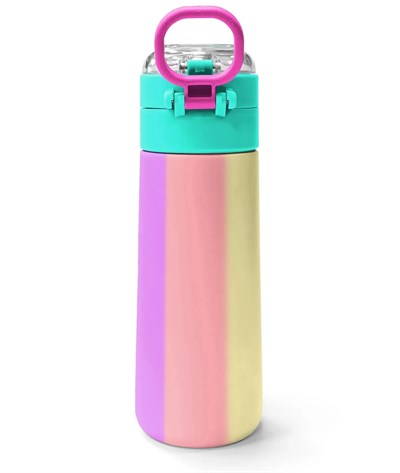 Coral High Soft Renkli Çizgili Pipetli ve Direkt İçim Çelik Suluk