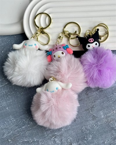 Ponponlu Kuromi Anahtarlık&Çanta Aksesuarı