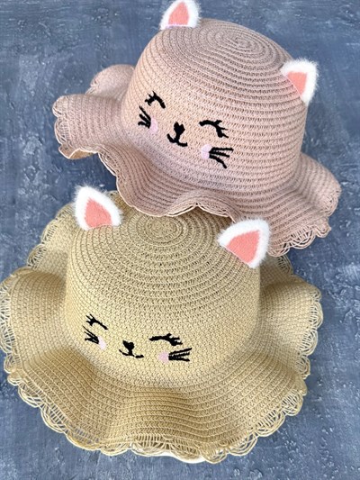 Kedi Kulaklı Hasır Şapka