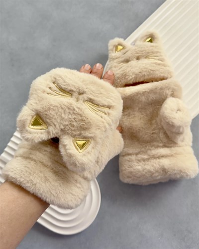 Katlanabilir Peluş Kedi Eldiven