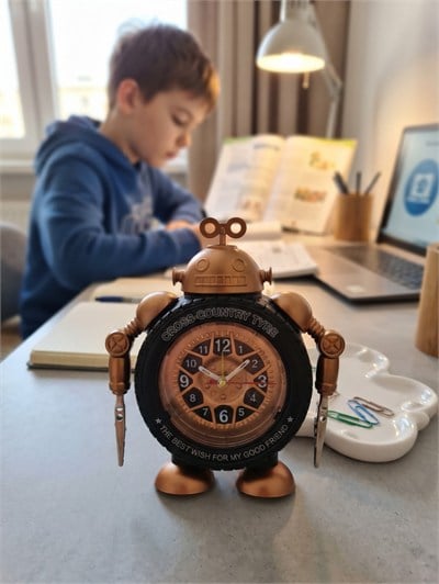 Bronz Robot Çalar Saat 