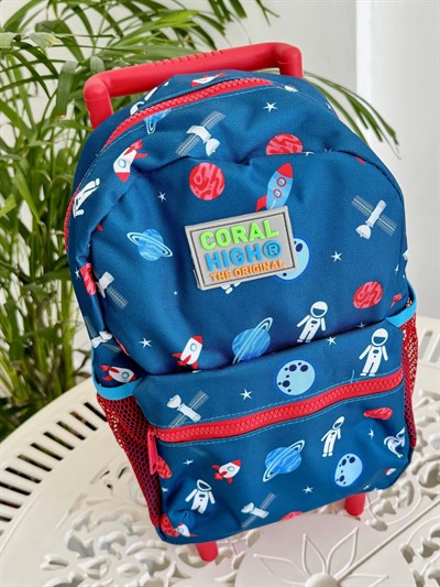 Uzay Desenli Coral High Çekçekli 1. Sınıf & Anaokulu Çanta 