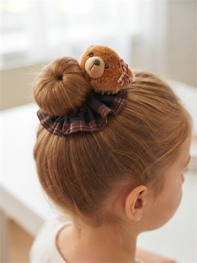 Ekose Desenli Peluş Teddy Kalın Lastik