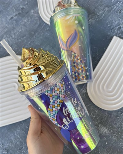 Işıklı Pipetli Deniz Kızı Bardak