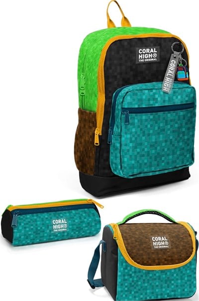 Coral High   3lü Craft Desenli Okul Çanta Seti