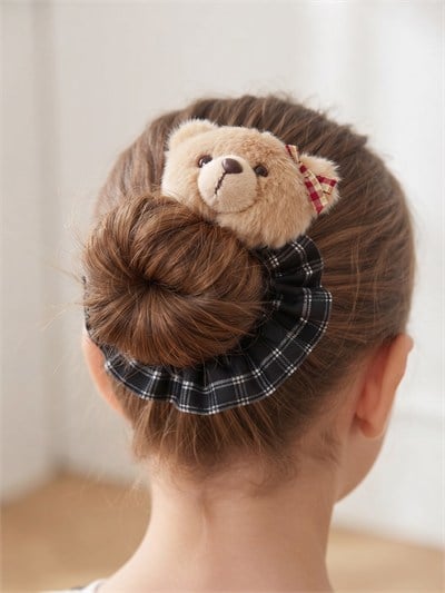 Ekose Desenli Peluş Teddy Kalın Lastik