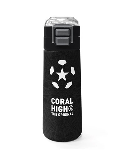 Coral High Siyah Futbol Desenli Pipetli ve Direk İçimli 500 ml Suluk