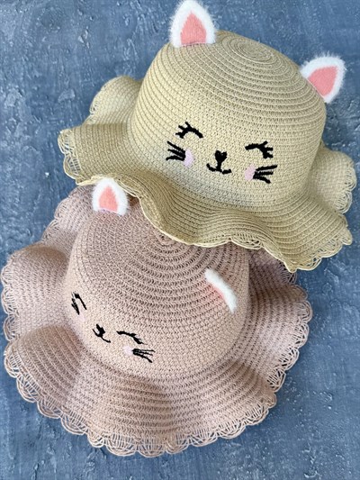 Kedi Kulaklı Hasır Şapka