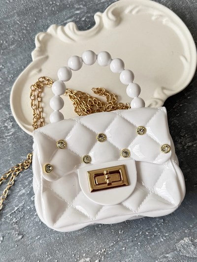 Taş Detaylı Rugan Askılı Çanta