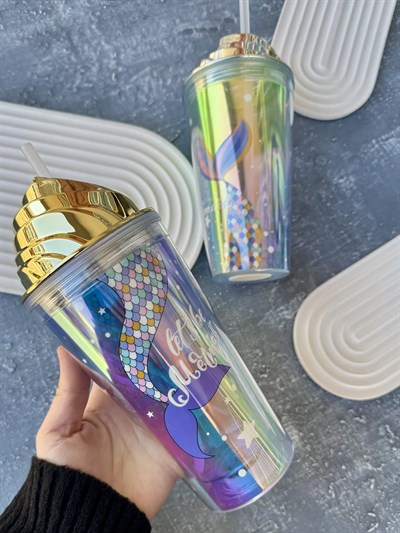 Işıklı Pipetli Deniz Kızı Bardak