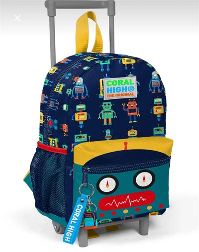 Robot  Desenli Coral High Çekçekli 1. Sınıf & Anaokulu Çanta