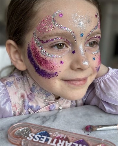 Kalp Desenli Glitter Paleti 5li Beyaz