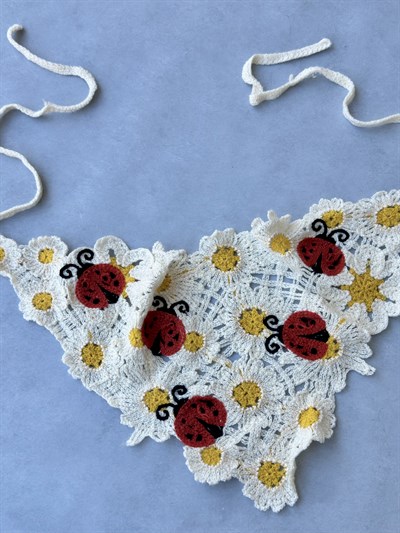 Uğur Böceği ve Papatya Desenli Bohem Bandana