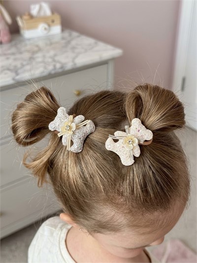 Çiçek Detaylı Simli Teddy Lastik