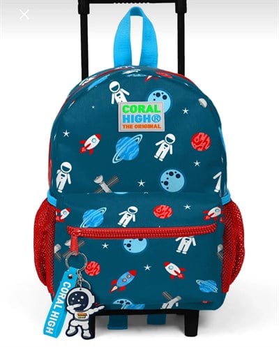 Uzay Desenli Coral High Çekçekli 1. Sınıf & Anaokulu Çanta 