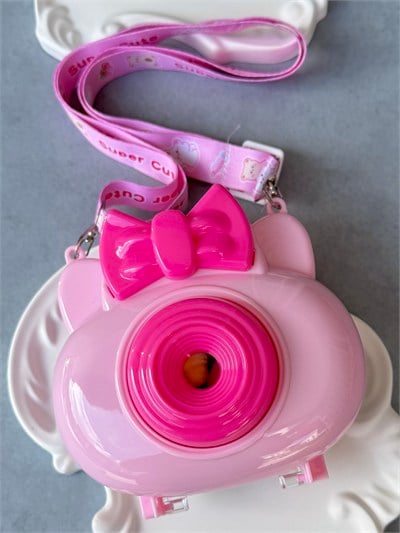 Açık Pembe Kurdele Fotoğraf Makinalı Lastikli Çanta