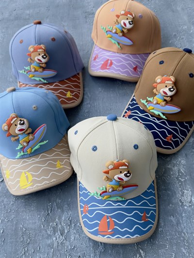 Deniz Desenli Surf Yapan Teddy Erkek Çocuk Şapka