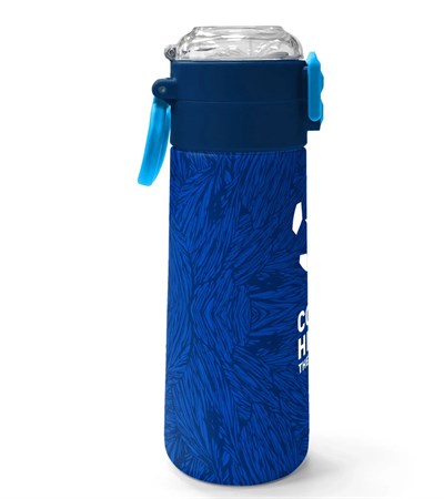 Coral High Futbol Desenli Lacivert Saks Pipetli ve Direk İçimli 500 ml Suluk
