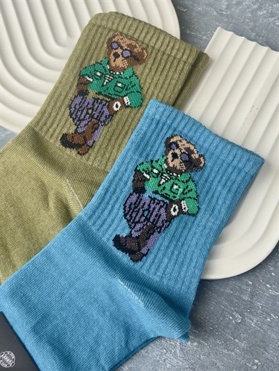 Garfield ve Teddy Desenli Çorap