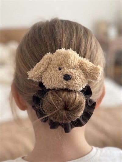 Ekose Desenli Poodle Peluş Köpek Kalın Lastik
