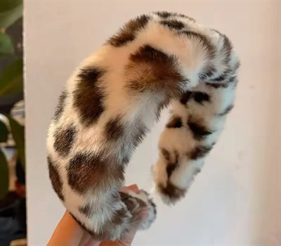 Leopar Desen Peluş Taç