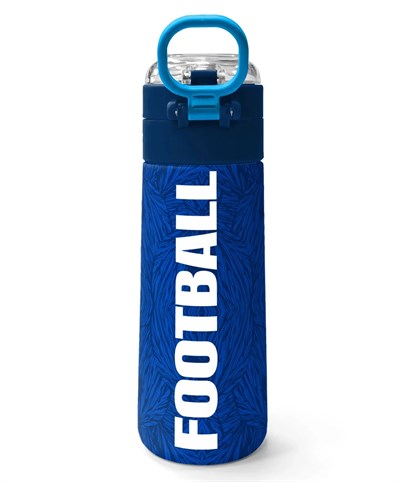 Coral High Futbol Desenli Lacivert Saks Pipetli ve Direk İçimli 500 ml Suluk