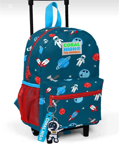 Uzay Desenli Coral High Çekçekli 1. Sınıf & Anaokulu Çanta 