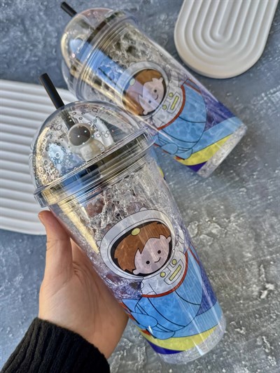 Pipetli Astronot Bardak
