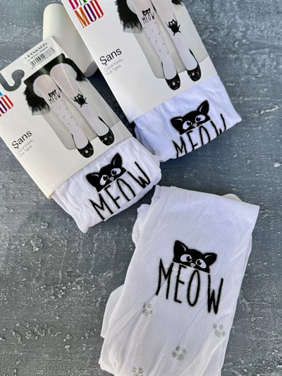 Kedi ve Pati Desenli Külotlu Çorap