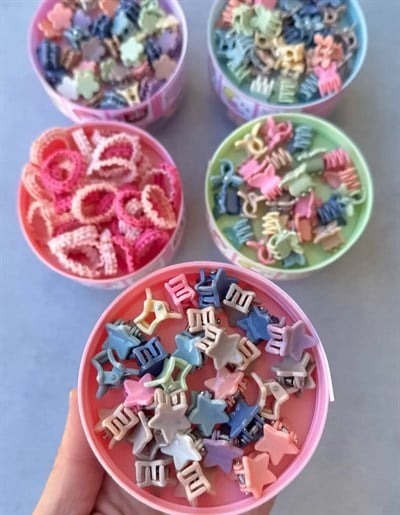 İki Bölmeli Lastik Kutu (Pembe Tonlar)