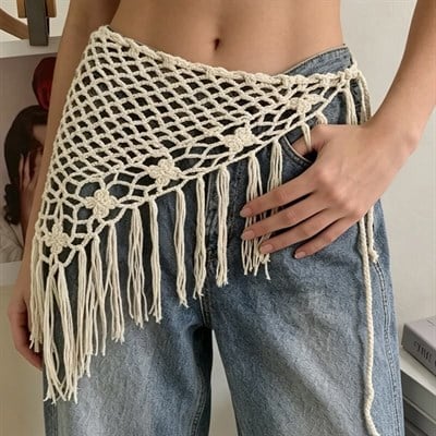Saçak Detaylı Bohem Bandana  & Kemer