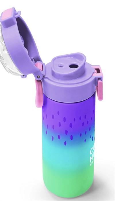 Coral High  Mor Lila Renk Geçişli Pipetli ve Direkt İçim Çelik Termos 500 ml
