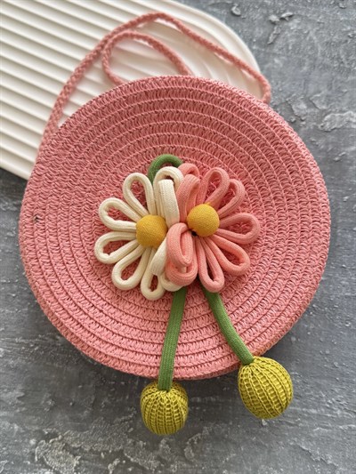 Sallantılı Papatya Hasır Çanta