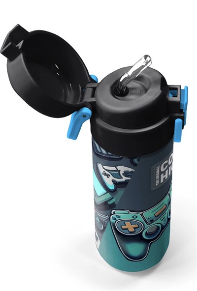 Coral High Kids  Gamer Desenli Çelik Termos Suluk 500 Ml