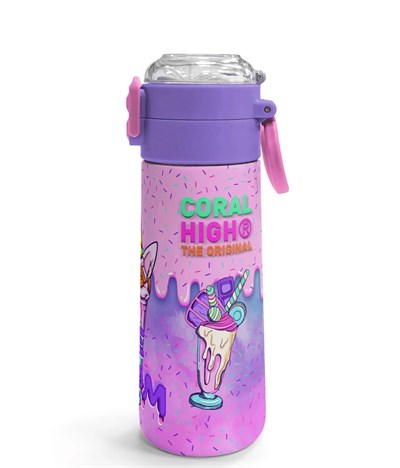 Coral High Pembe Mor Milkshake Dondurma Desenli Çelik Suluk Termos