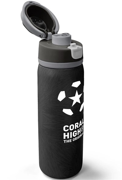 Coral High 800 ml Siyah Futbol Desenli Pipetli ve Direkt İçim Çelik Termos 