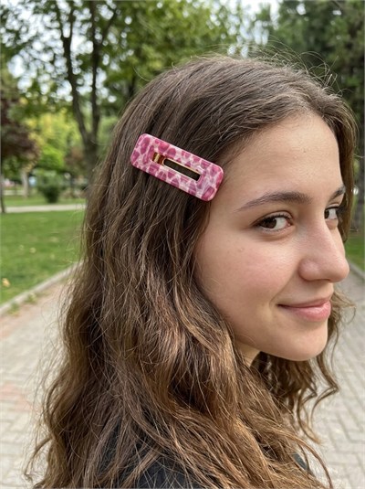 Pembe Sedefli Leopar Klips