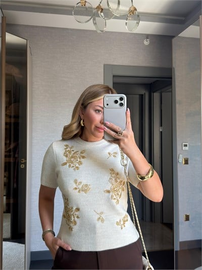 Nakış Detaylı Triko Bluz 26282